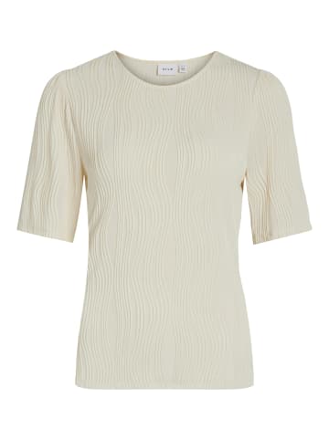 Vila Shirt mit Strukturmuster und halblangen Ärmeln in Creme