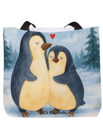 Mr. & Mrs. Panda Reisetasche Pinguin umarmen Design ohne Spruch in Weiß