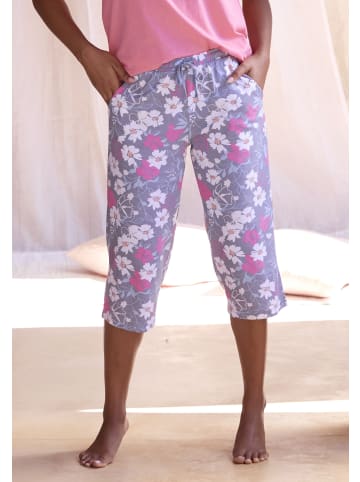 VIVANCE DREAMS Caprihose in graublau-pink-geblümt