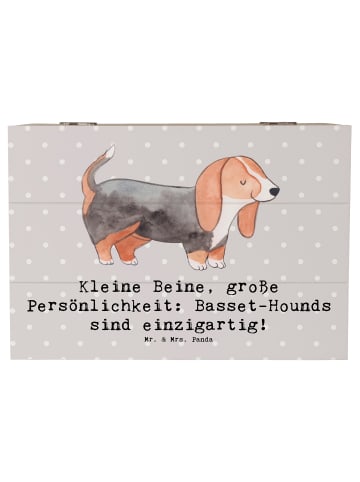 Mr. & Mrs. Panda Holzbox Basset Hound Persönlichkeit mit Spruch in Grau Pastell