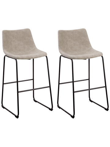 Beliani 2-tlg Barhocker FRANKS in Beige/Schwarz