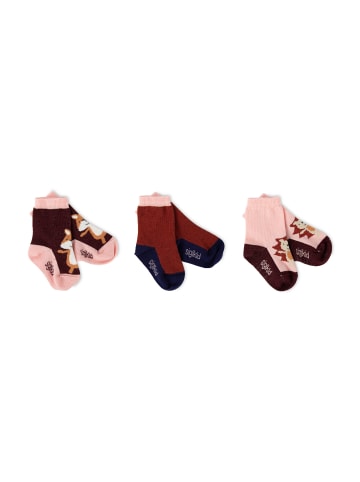 Sigikid Socken-Set 3er Autumn-Forest in rot/rosa