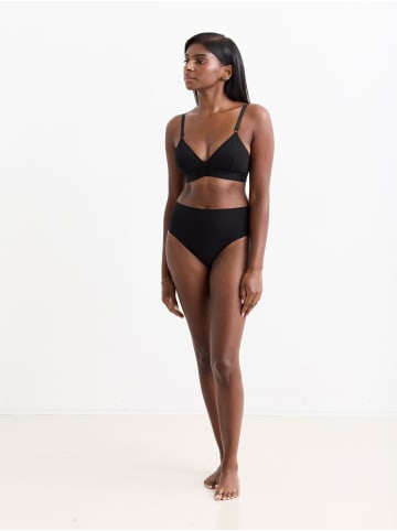 Erlich Textil  MIT OFFENEN KANTEN Brazil String CASUAL COTTON HIGH WAIST BRAZIL STRING in schwarz