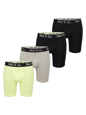 Phil & Co. Berlin  Retro Boxer Long Boxer in Elephant + Shadow Lime