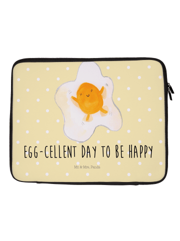 Mr. & Mrs. Panda Laptop Tasche Spiegelei Ei mit Spruch in Gelb Pastell