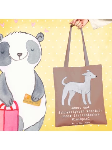 Mr. & Mrs. Panda Tote Bag Italienisches Windspiel mit Spruch in Braun Pastell