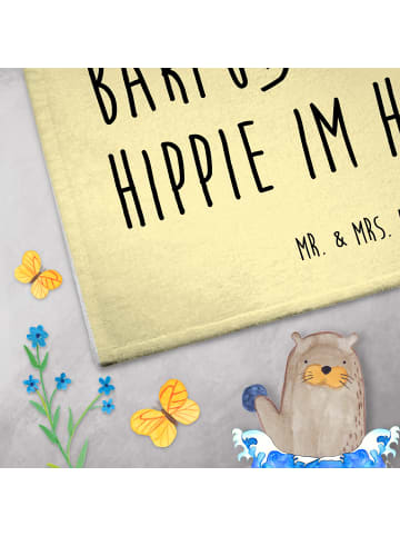 Mr. & Mrs. Panda Handtuch Sommer Hippie mit Spruch in Gelb Pastell