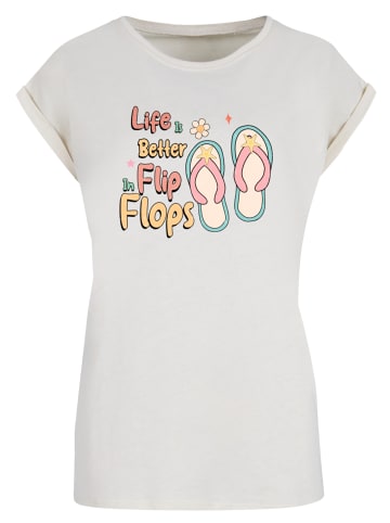 F4NT4STIC Extended Shoulder T-Shirt Life Is Better In Flip Flops in Whitesand