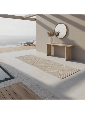 KADIMA DESIGN Teppich Outdoor Waschbar Boho IMST Strapazierfähig OEKO-TEX Balkon in Beige