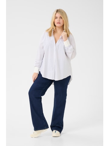 KAFFE curve Langarm - Hemd KCsusie in White/Grey Stripe