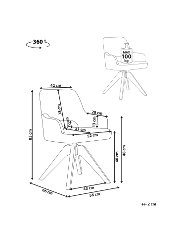 Beliani Esszimmerstuhl MORAVIA in Grün/Braun - (W) 56 x (H) 83 x (L) 66 cm