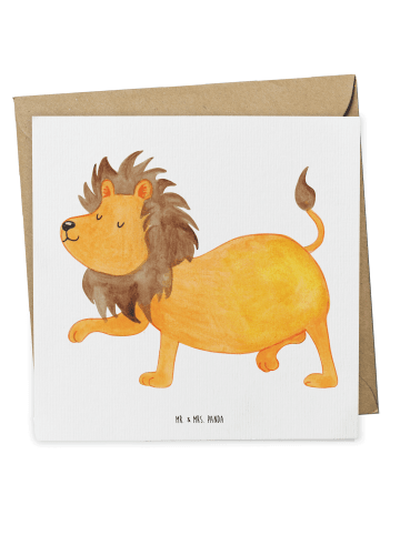 Mr. & Mrs. Panda Einladungskarte Sternzeichen Löwe ohne Spruch in Weiß