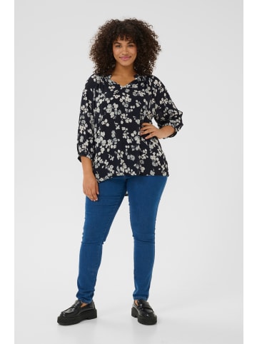 KAFFE curve Langarm-Bluse KCtrine in Marine Flower