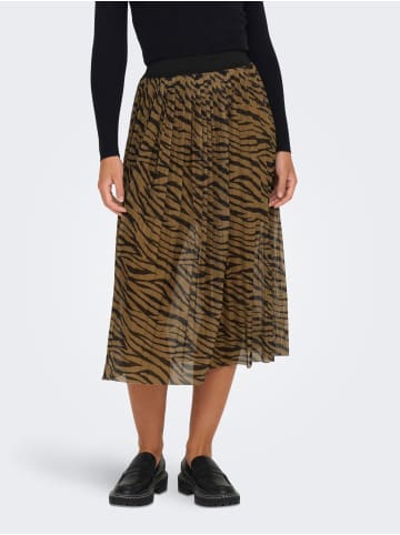 JACQUELINE de YONG Plissee Rock Jersey Midi Skirt Langer Faltenrock Strech Bund in Braun