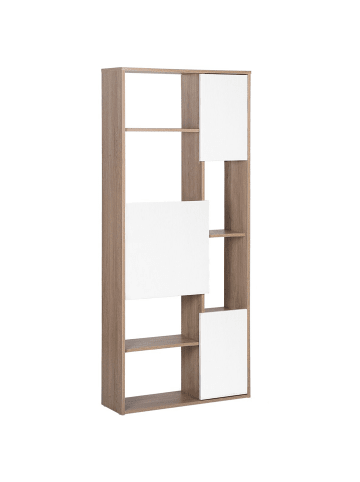 Beliani Bücherregal GRADA in Braun/Weiß - (W) 75 x (H) 175 x (L) 24 cm