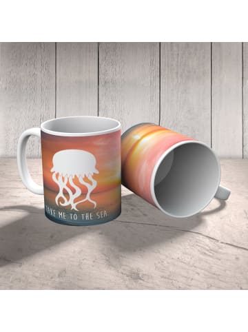 Mr. & Mrs. Panda Tasse Qualle mit Spruch in Sonnenuntergang