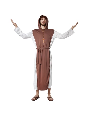 tectake Priester/Geistlicher, Gr. XXL, Knöchellanges Gewand aus braunem Stoff