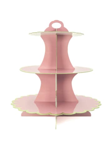 Intirilife Tortenständer Etagere aus Karton in Rosa