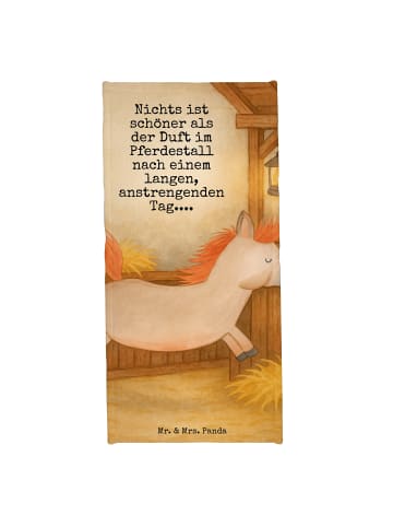 Mr. & Mrs. Panda Badehandtuch Pferd Springen Design mit Spruch in Weiß