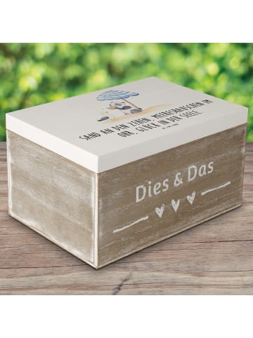 Mr. & Mrs. Panda Box aus Holz Sommer Meer Glück mit Spruch in Weiß