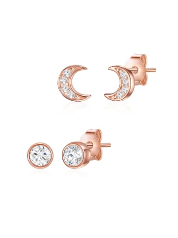Glanzstücke München Ohrstecker Halbmond aus Sterling Silber mit Zirkonia in roségold