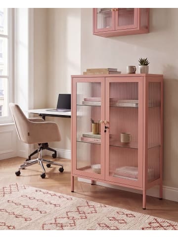 Beliani Vitrine HARLYN in Rosa - (W) 90 x (H) 110 x (L) 35 cm
