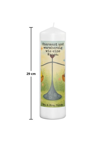 Mr. & Mrs. Panda Kerze Sternzeichen Waage Design mit Spruch in Weiß