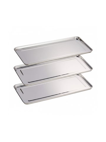 relaxdays 3x Servierplatte in Silber - (B)45,5 x (T)22 cm