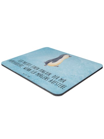 Mr. & Mrs. Panda Mauspad Pinguin mHerzieren mit Spruch in Eisblau