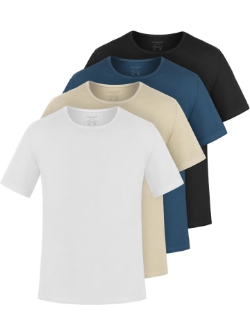 normani 4er Set Herren T-Shirts aus Bio-Baumwolle Nyons in Beige/Marine/Schwarz/Weiß