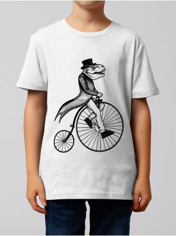 wat? Apparel T-Shirt T-Rex auf Fahrrad in Weiß