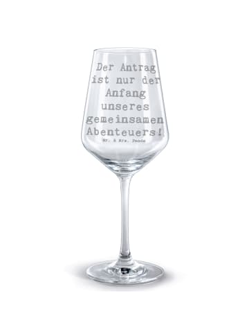 Mr. & Mrs. Panda Rotwein Glas Spruch Heiratsantrag Abenteuer mit... in Transparent