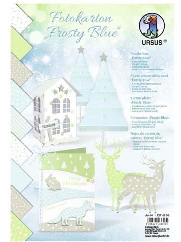 Buntpapierfabrik Ludwig Bähr Fotokarton Frosty blue 300g/qm A4 Packung mit 9 Blatt sortiert