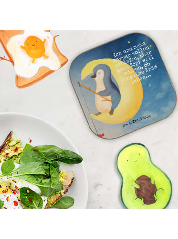 Mr. & Mrs. Panda Untersetzer Pinguin Mond Design mit Spruch in Weiß