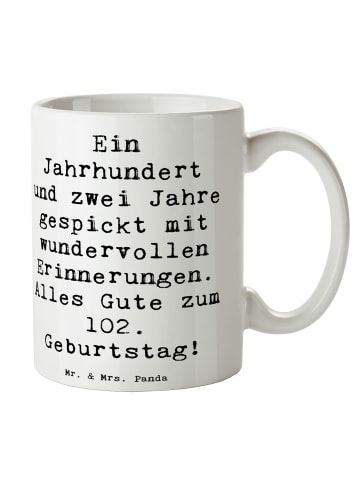 Mr. & Mrs. Panda Keramikbecher Spruch 102. Geburtstag mit Spruch in Weiß