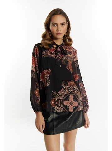 faina Bluse Mit Barockprint in Schwarz Orange Mehrfarbig