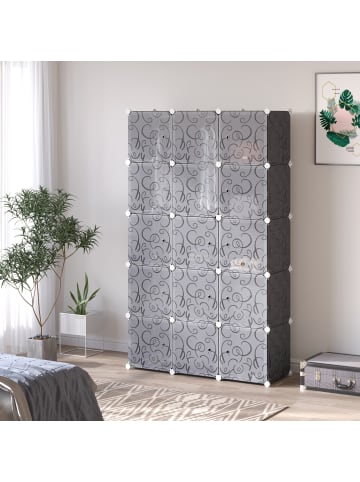HOMCOM DIY Kleiderschrank-B111 x T47 x H183 cm-Schwarz