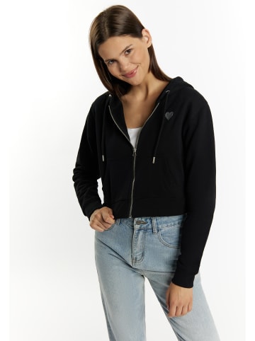 myMo Damen Zip Hoodie Cropped in Schwarz