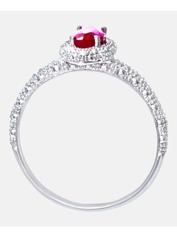 Diamant L'éternel Cluster-Ring aus 375 Weißgold mit Diamant mit Rubin