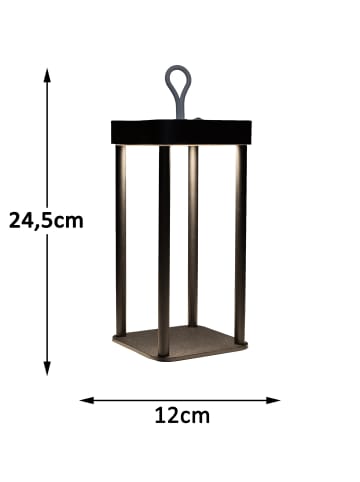 Coen Bakker LED Tischlampe dimmbar Innen & Außen 24,5x12cm Säulen in Schwarz