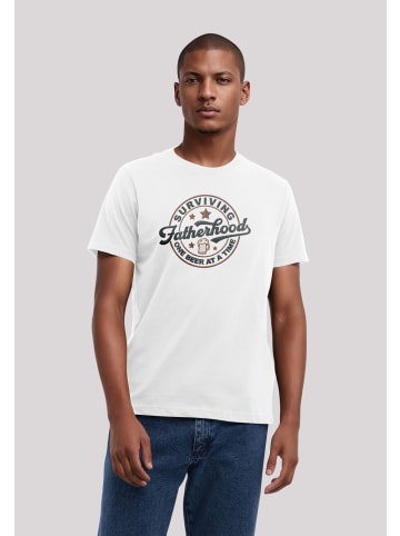 F4NT4STIC T-Shirt Vatertag Surviving Fatherhood Bestickt in weiß