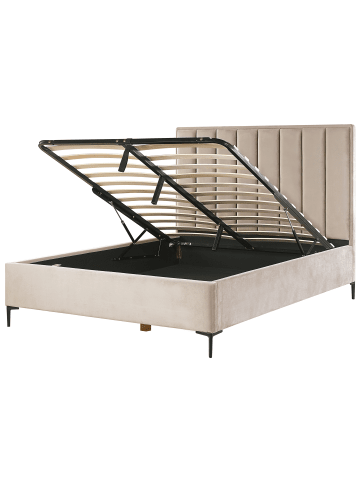 Beliani 2-tlg Doppelbett SEZANNE in Beige/Grau/Schwarz