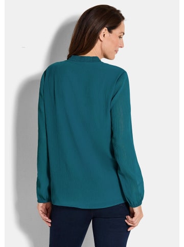 GOLDNER Elegante Jersey-Bluse mit Rundhals in petrol