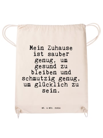 Mr. & Mrs. Panda Sportbeutel Mein Zuhause ist sauber... mit Spruch in Creme