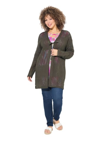 Ulla Popken Strickjacke in olivgrau