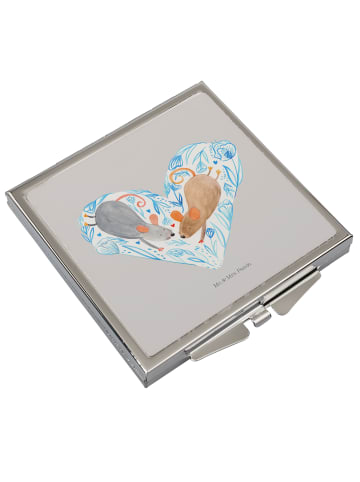 Mr. & Mrs. Panda Kosmetikspiegel Mäuse Herz ohne Spruch in Grau Pastell