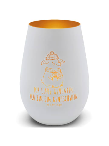 Mr. & Mrs. Panda Kerzenständer Schwein Glühwein mit Spruch in Weiß