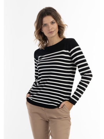 usha BLACK LABEL Damen Strick Pullover in Schwarz Wollweiss
