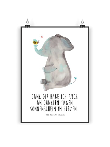 Mr. & Mrs. Panda Bild Elefant Biene mit Spruch in Weiß