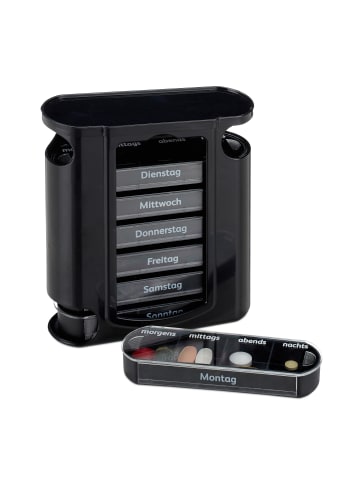 relaxdays 2x Pillendose in Schwarz